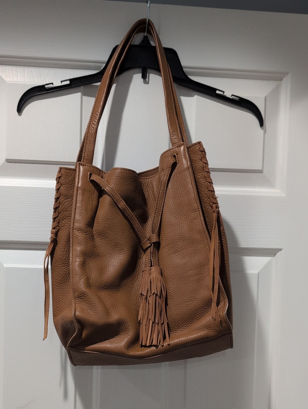 Lucky Brand Tan Leather Tassel Shoulder Tote